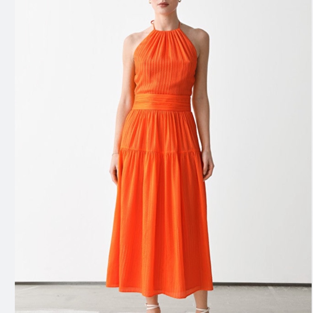 & Other Stories x Regina Pyo Mulberry Silk Halter Midi Dress Size 2